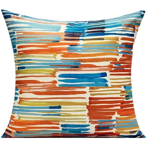 WOKANI Outdoor Throw Pillow Covers 18x18 Set of 4，Summer Orange Rust Abstract Mid Century Modern Decorative Pillow Cases for Patio Couch Sofa Porch, Multicolor