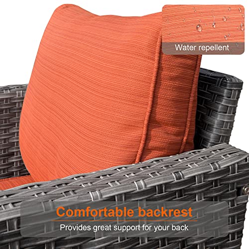 HOOOWOOO Wicker Patio Set 6 Piece Outdoor Patio Furniture Set Rattan Outdoor Patio Set Outdoor Furniture Set Patio Conversation Set Patio Furniture with Swivel Chairs,Orange Red