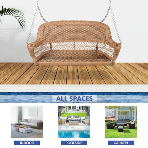Resin Wicker Porch Swing, Honey