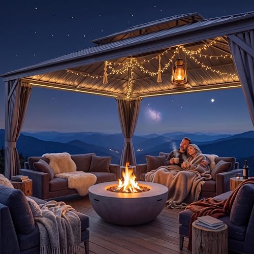 12' x 20' Heavy Duty Hardtop Gazebo, Gray Galvanized Steel Double Roof Canopy with Netting & Curtains – Ideal for Patio, Backyard, Deck & Lawn Gatherings