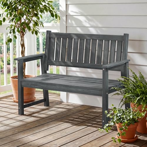 ACUEL Outdoor Bench, 2-Person Garden Bench, Poly Lumber Patio Bench for Outdoors, Porch, and Park (Dark Grey)