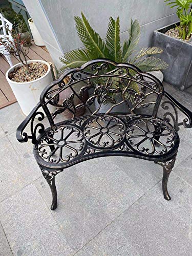 Patio Balcony Bench Double Seat, Anti-Rust Cast Aluminum Patio Garden Bench for Park Yard Outdoor Furniture Copper.1