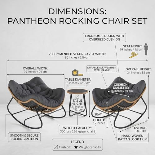 Aoitun Ergonomic Outdoor Racking Chair - All-Weather HDPE Patio Rocking Chair for Front Porch, 300 LBS Capacity