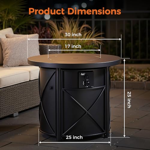 BALI OUTDOORS 50000 BTU Propane Fire Pit for Outdoor, 30 in Fire Pit Table Outdoor, Round Firepits for Outside Backyard, Patio