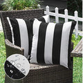 WESTERN HOME WH Pack of 2 Decorative Outdoor Waterproof Striped Throw Pillow Covers Polyester Garden Modern Farmhouse Striped Cushion Cases for Patio Tent Balcony Couch Sofa 18x18 inch Black