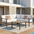 NATURAL EXPRESSIONS 6 Pieces Patio Furniture Set, Outdoor Couch with Thick Olefin Cushions, Fauxwood Armrest and Tabletop, Ergonomic Design Highback, Sectional Outdoor Furniture for Backyard, Deck