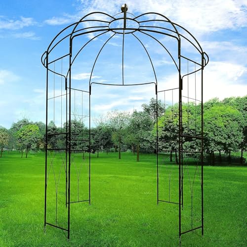OUTOUR French Style Birdcage Shape Heavy Duty Gazebo,9'Highx 6‘6" Wide,Pergola Pavilion Arch Arbor Arbour Plants Stand Rack for Wedding Outdoor Garden Lawn Backyard Patio,Climbing Vines,Roses