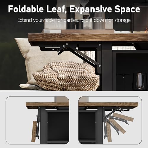 Rotihom 55" Propane Fire Pit Table,50000btu Gas Fire Pit Table with Brown Windshield & Lava Rock,2 in 1 Foldable Expansion Table Fire Pit with CSA Certification, Firepit Table for Outdoor, Patio