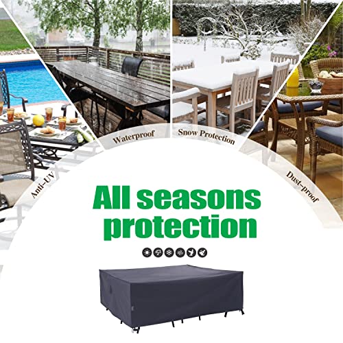 F&J Outdoors Heavy Duty Waterproof Anti-UV Rip-stop Fabric Extra Large Patio Furniture Covers, Grey, 160"x92"x35"