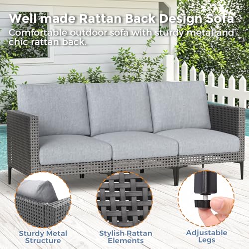 Jocoevol 5 Pieces Outdoor Patio Conversation Set – Rattan L-Shaped Corner Sofa Comfortable Thickening Cushions for Garden, Balcony,Weatherproof Waterproof UV Resistance