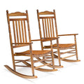 VINGLI Wooden Rocking Chair, Outdoor Chair with 450 lbs Support, Relaxing Rocker with Solid Wood High Back Seat Reclining Seat for Deck, Garden, Backyard, Porch, Indoor or Outdoor Use (Teak, 2PCS)
