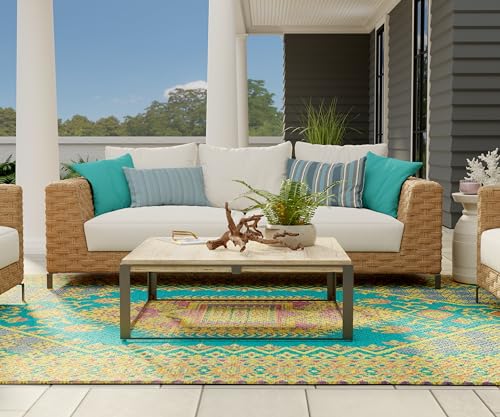 Mad Mats 4' x 6', Aqua Outdoor Rug, Reversible Plastic Mat for Patio, Porch, Poolside, Mudroom, Camping, RV, Deck