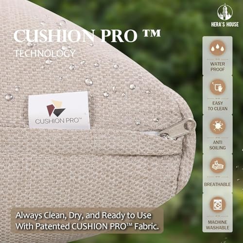 HERA'S HOUSE Outdoor Loveseat Patio Sofa, 2-Seat Wicker Couch with Waterproof Thick Cushions, Deep Seating Furniture for Garden Porch Backyard, Beige