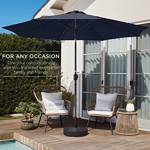 Best Choice Products 10ft Outdoor Patio Umbrella, Outdoor Table Umbrella, Yard Umbrella, Market Umbrella with 8 Sturdy Ribs, Push Button, Tilt and Crank - Navy Blue