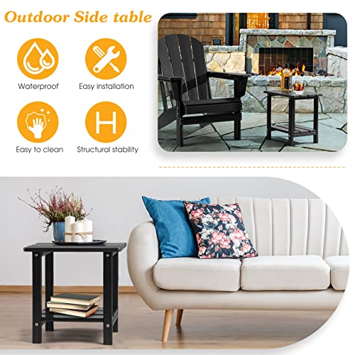 Apolimi Adirondack Outdoor Side Table, 2-Tier Sturdy Patio End Table Weather Resistant, 16.5" Solid Side Table for Patio, Pool, Porch