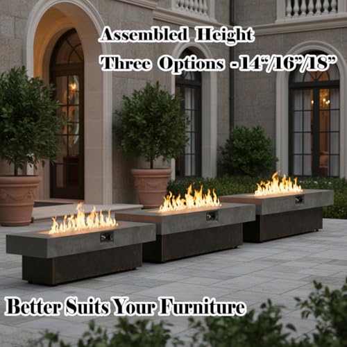 Outdoor Fire Pit Table Propane Gas Fire pits Outdoor Fireplaces 54'' Rectangular Firepit Table, 50,000 BTU Fire Table for Patio Set, Three Options of Assembled Hight, Tank Required to Be Kept Outside.