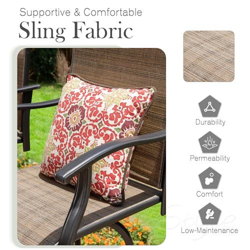 Sophia & William Outdoor Bar Stools Set of 4, Bar Height Patio Chairs, Outdoor Swivel Bar Stoos High Top Patio Chairs, Supports 300 lbs (Brown Fabric)