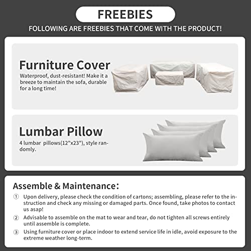 Rattaner 5-Piece Patio Furniture Sofa Set Outdoor Wicker Sectional Couch with Storage Table Non-Slip Cushions Furniture Covers, Grey