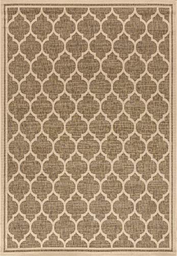JONATHAN Y Moroccan Trellis Indoor Outdoor Area Rug 8X10 Brown/Beige, Trebol Textured Weave for Backyard, Patio, Porch, Easy-Cleaning, High Traffic, Pet-Friendly, Non-Shedding (SMB109A-8)
