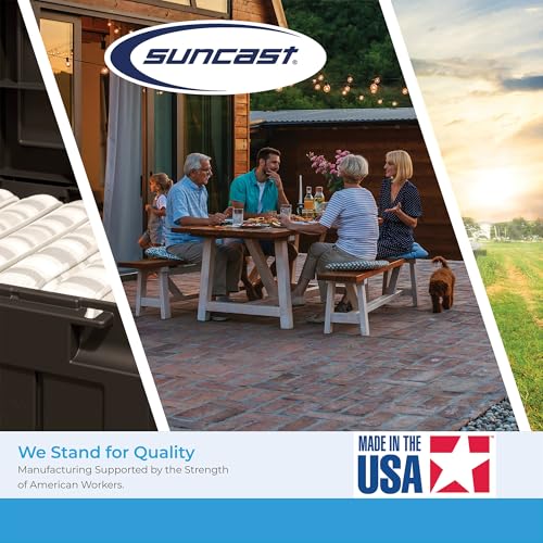 Suncast DBW9200 99 Gallon Outdoor Wicker resin Patio Storage Chest Bin with Handles for Patio, Garden, Garage, or Pool for All Weather, Mocha