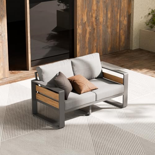 ZANDOR Aluminum Outdoor Patio Furniture-1 Pcs Loveseat,Dark Gray