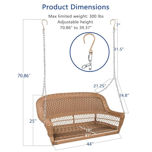 Resin Wicker Porch Swing, Honey