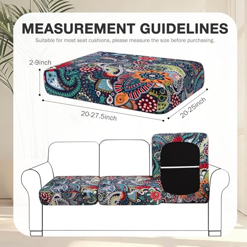hyha 8Pcs Patio Cushion Covers, Stretch Outdoor Couch Cushion Covers Replacement, Washable Outdoor Chair/Sofa Slipcovers for Patio Furniture Cushions Protector with Elastic Bottom(Paisley,Cover Only)