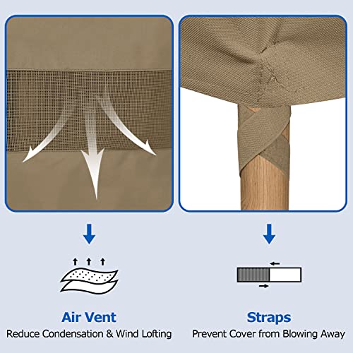 SunPatio Outdoor Curved Sectional Sofa Cover, Heavy Duty Waterproof Patio Couch Cover, All Weather Protection Furniture Protector with Sealed Seam, 190"(back)/128"(front)L x 36"W x 39"/24"H, Taupe
