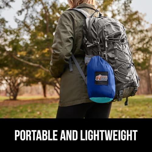 GORILLA GRIP Durable Camping Hammock with Heavy Duty Tree Straps, Portable Hammocks for Outside, Easy to Use Travel Swing Chair, Outdoor Camper Hiker Essentials, Backpacking Gear Gifts, Double, Blue