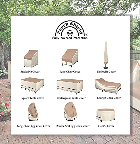 Porch Shield Patio Table Cover - Waterproof Outdoor Dining Table and Chairs Furniture Set Cover Rectangular - 75 x 43 inch, Light Tan & Khaki