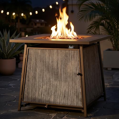 BALI OUTDOORS 50,000 BTU Propane Fire Pit Outdoor, 28 inch Propane Fire Pit Table Square, Gas Firepits for Outside Patio, Garden, Backyard