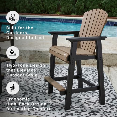 Signature Design by Ashley Fairen Trail 30" HDPE Durable Outdoor Barstool, 2 Count, Black & Brown