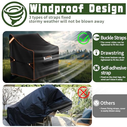 Rimwig Patio Chair Covers 2 Pack, Waterproof Outdoor Furniture Covers, Heavy Duty Wicker Swivel Chair Covers for Garden Lawn 32" W x 37" D x 36" H