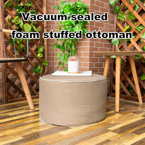 AbunHeri Outdoor Ottoman Outdoor Ottomans for Patio 20x12 Inches Modern Lightweight Foam Stuffed Pouf Outdoor Footstool Footrest Foot Stool Waterproof (Coffee)