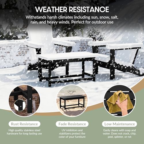 WestinTrends Malibu Outdoor Coffee Table, 35" x 17.5" All Weather Poly Lumber Patio Adirondack Coffee Table for Garden Lawn Porch Balcony, Black