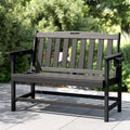 PHI Villa 50 Inches HDPE Outdoor Bench Weatherproof Garden Bench with 700 lbs Capacity, 2-Person Patio Benches for Outside, Park, Yard and Porch, Black