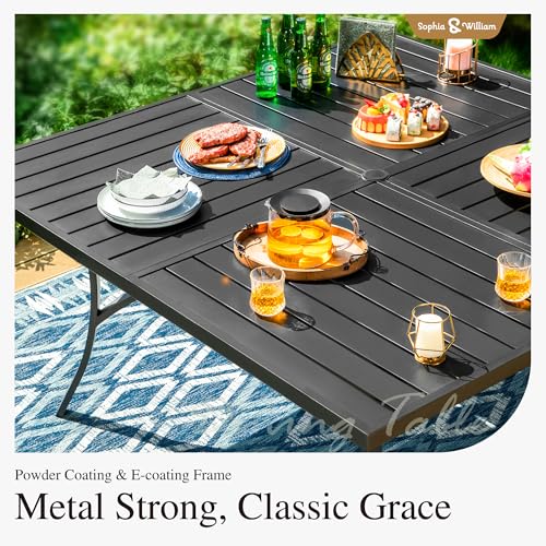 Sophia & William Patio Dining Set 9 Pieces, 8 Quick Dry Textilene Chairs and 1 Large Square Outdoor Dining Table, Durable All-Weather Patio Furniture for Lawn, Park, and Courtyard Support 350lbs