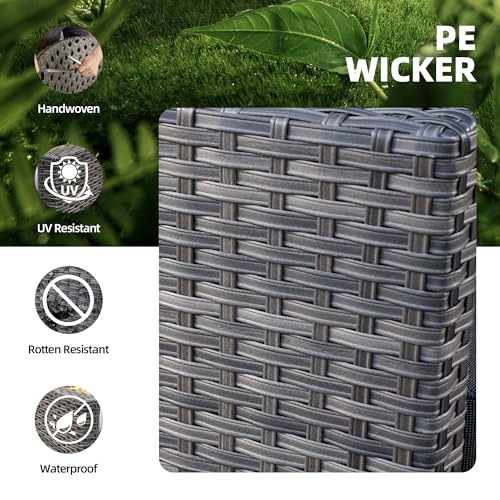 HOOOWOOO Wicker Patio Furniture Sets 6 Pieces Patio Conversation Sets Weather Resistant Outdoor Sofa Seating Set with Swivel Rocking Chairs Tilt Back Grey for 5 Persons Outside Yard,Dark Grey