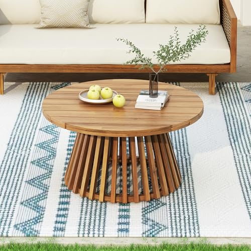 Christopher Knight Home Claremont Patio Sofa and Coffee Table Set, 2 Piece Outdoor Patio Furniture Set with Cushion, Acacia Wood 3 Seater Outdoor Sofa Daybed and Coffee Table Set, Teak+Beige
