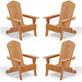 VINGLI Folding Adirondack Chairs Set of 4, Wood Adirondack Chair for Outdoor, Foldable Fire Pit Chairs for Patio, BBQ, Porch, Yard, Pool