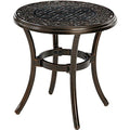 Hanover Traditions 18" Round Side End Table, Weather Resistant Cast Aluminum Patio Table for Backyard, Deck, or Porch, Bronze Finish
