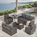 Yalissey 6 Pieces Patio Furniture Sets with Swivel Chairs, Outdoor Furniture Set Sofa Couch for Porch Deck Bistro Lawn Garden Backyard Poolsid- Grey