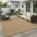 MontVoo-Outdoor Rug-Patio Rug 8x10 Polypropylene Indoor Outdoor Rug Outdoor Carpet for Patio Deck Balcony Porch, Textured Weave, Durable for High Traffic, Fade-Resistant, Boho Farmhouse Neutral Brown