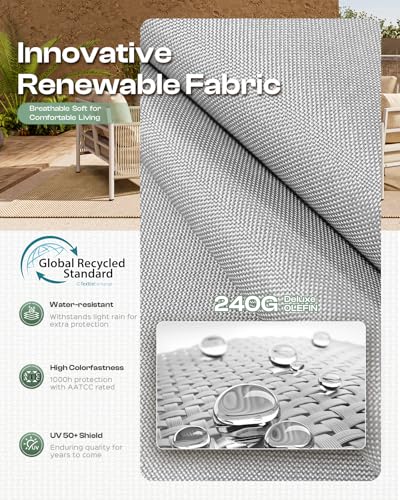 Oasbira Aluminum Outdoor Patio Couch Loveseat, HDPE Rope Patio Sofa with Washable Thick Cushion, All-Weather Patio Furniture for Balcony, Yard, Gray Frame, Gray