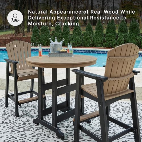 Signature Design by Ashley Fairen Trail 30" HDPE Durable Outdoor Barstool, 2 Count, Black & Brown