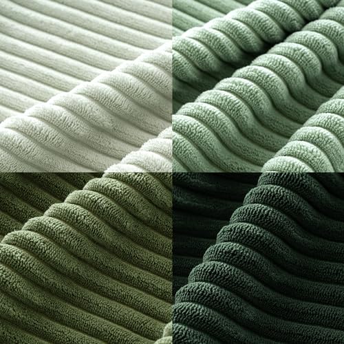 MIULEE Boho Farmhouse Sage Green Throw Pillow Covers 18x18 Inch Set of 4 Mordern Nordic Cushion Covers Soft Corduroy Spring Home Decor for Couch Bed Sofa Living Room Forest Green