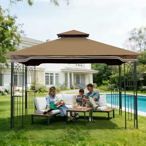 SCOCANOPY Replacement Gazebo Canopy Compatible with 10 x 12 Regency II Patio Gazebo Model L-GZ798PST,A101004104,A101004105 (Beige)