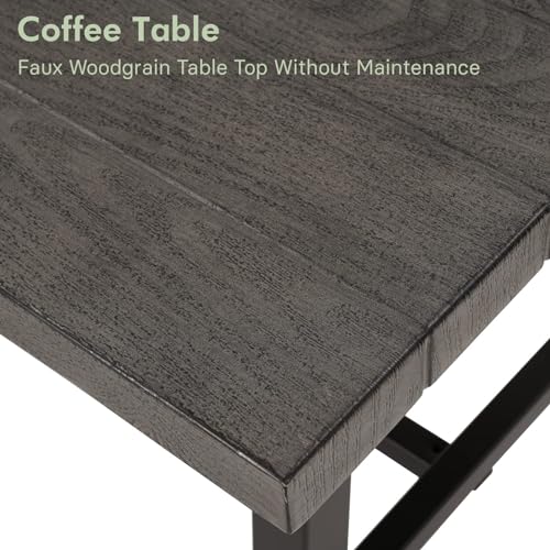 Grand patio Outdoor Coffee Table, 32 Inch Side Table Modern Rectangle with Faux Wood Tabletop Fits with Conversation Set