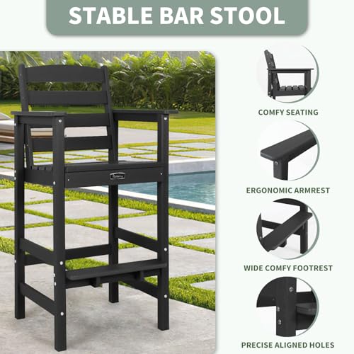 FUNBERRY Bar Height Outdoor Chair, Tall Adirondack Chair, All Weather HDPE Outdoor Bar Chairs for Bistro Patio Balcony