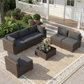 LOUVIXA 7 Piece Outdoor Patio Furniture Set, Outdoor Sectional Sofa, Wicker Rattan Patio Furniture, Patio Conversation Set with Coffee Table & Cushions
